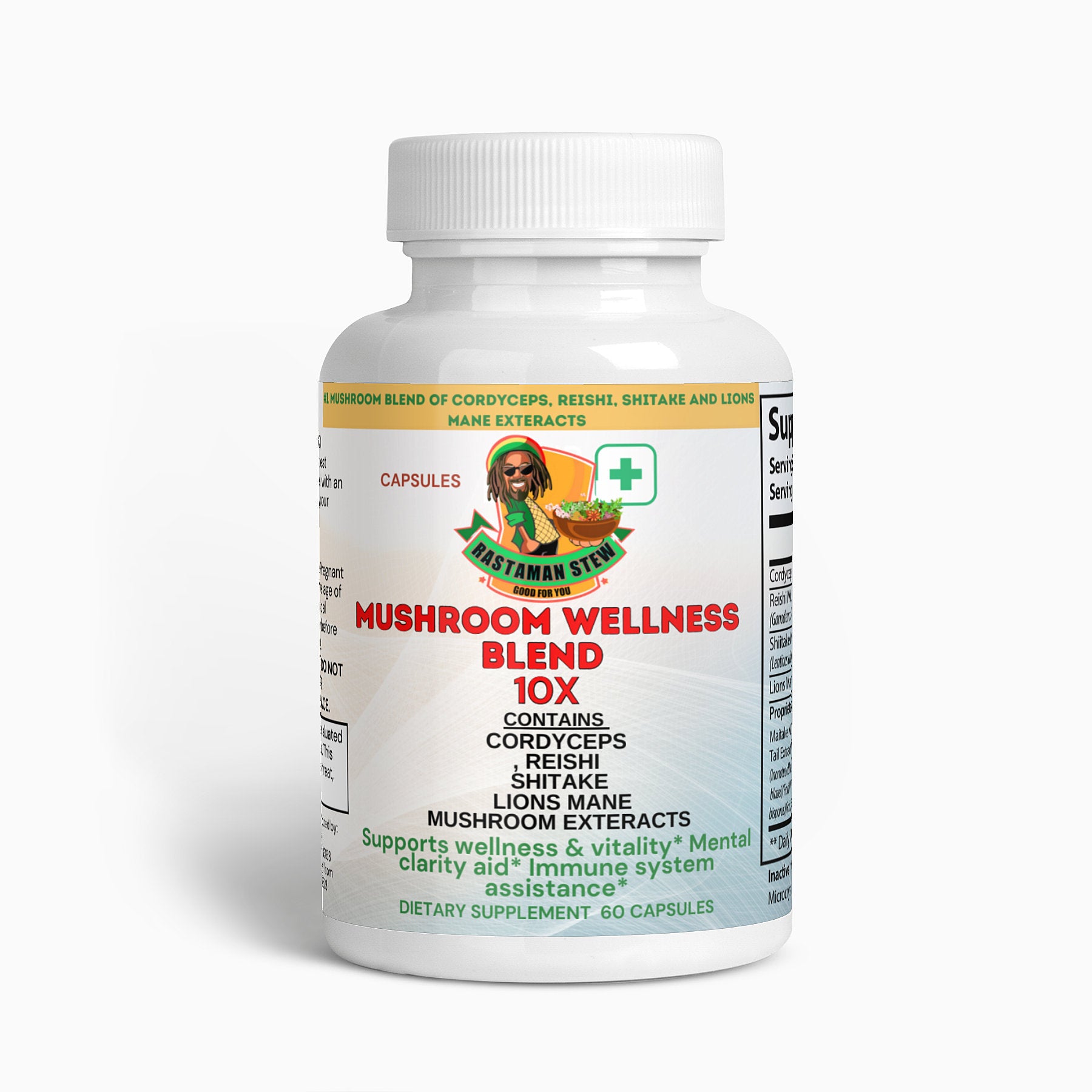 Mushroom Blend Complex 10 X CapsulesTraditional healers have used medicinal mushrooms for thousands of years. These powerful fungi are known for their antioxidants, polysaccharides, and other compoundsNatural ExtractsRastaman StewRastaman StewMushroom Blend Complex 10