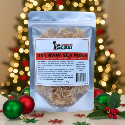 RastaMan Stew Sea Moss  4 oz(113 Gram) Rich In Nutrition - Healthy Super Food - Raw Wildcrafted Jamaica Sea Moss - Clean Ocean  Sun Dried 4 oz