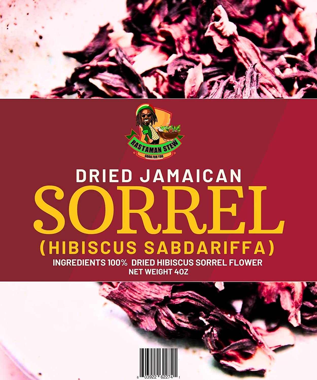 Dried Jamaican Sorrel Hibiscus, 100% dried hibiscus sorrel, rich in antioxidants and vitamins, ideal for tea and recipes.