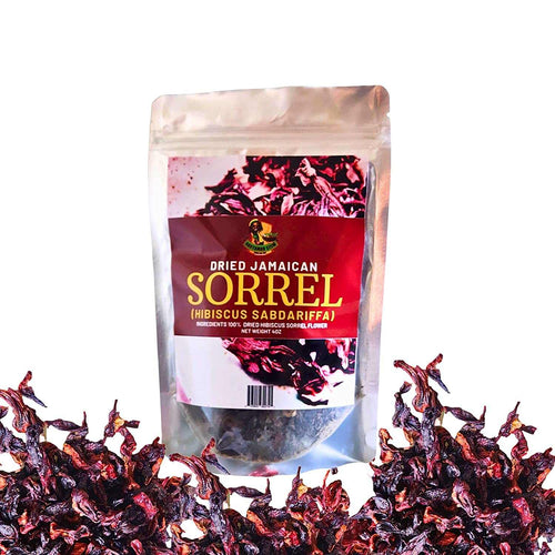 Pack of dried sorrel leaves, used for brewing Jamaican hibiscus tea