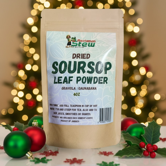 RastaMan Stew Grounded Soursop Leaf Tea Powder 113 Gram - Graviola/Guanabana Organic Leaves Stem - Rich in Antioxidants - No Added Preservative (4oz)