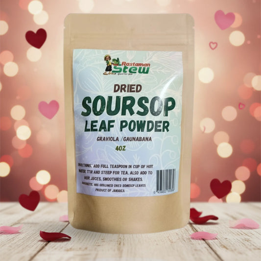 RastaMan Stew Grounded Soursop Leaf Tea Powder 113 Gram - Graviola/Guanabana Organic Leaves Stem - Rich in Antioxidants - No Added Preservative (4oz)