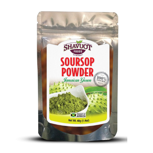 Shavuot Soursop powder, 40g package, Jamaican grown, 100% natural.