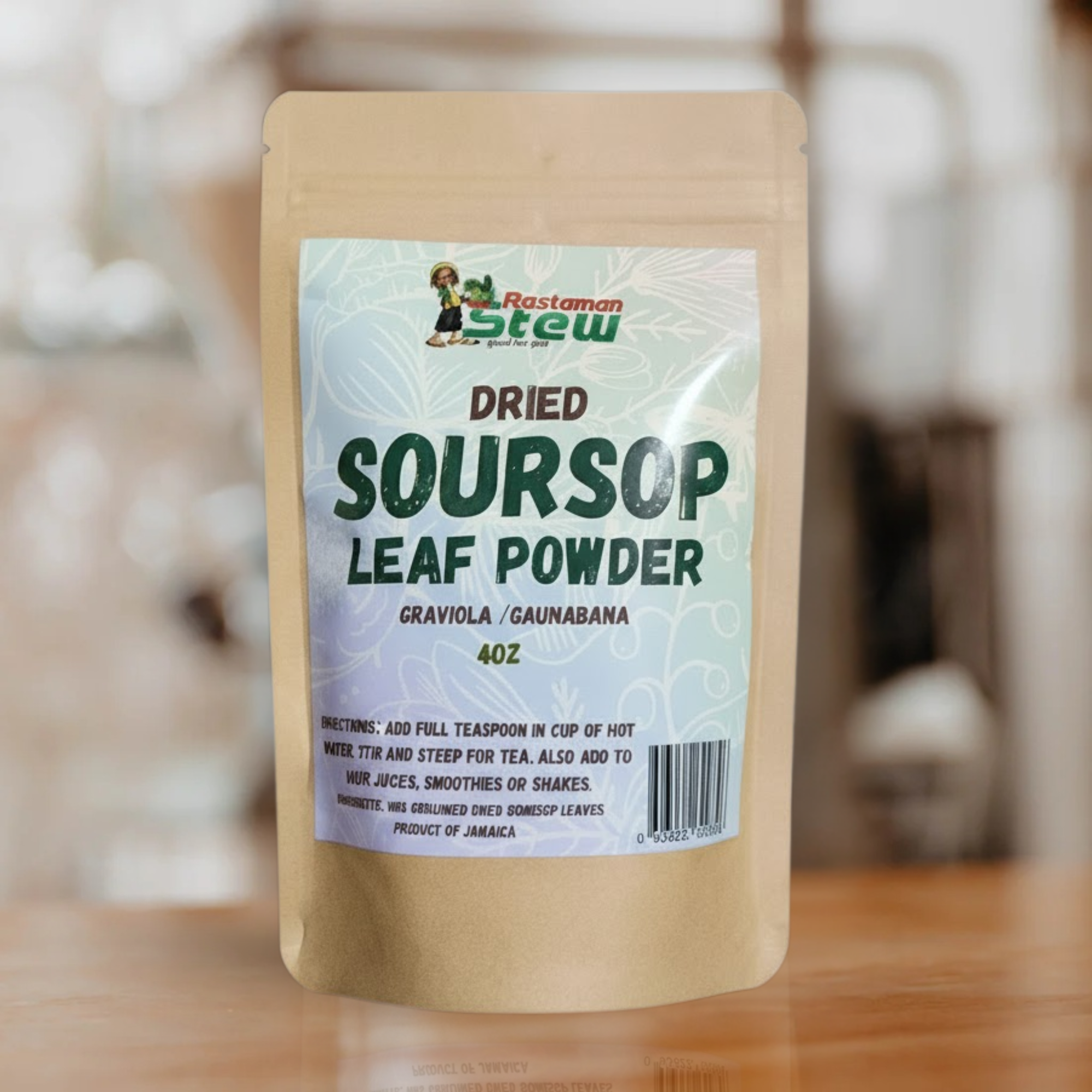 RastaMan Stew Grounded Soursop Leaf Tea Powder 113 Gram - Graviola/Guanabana Organic Leaves Stem - Rich in Antioxidants - No Added Preservative (4oz)