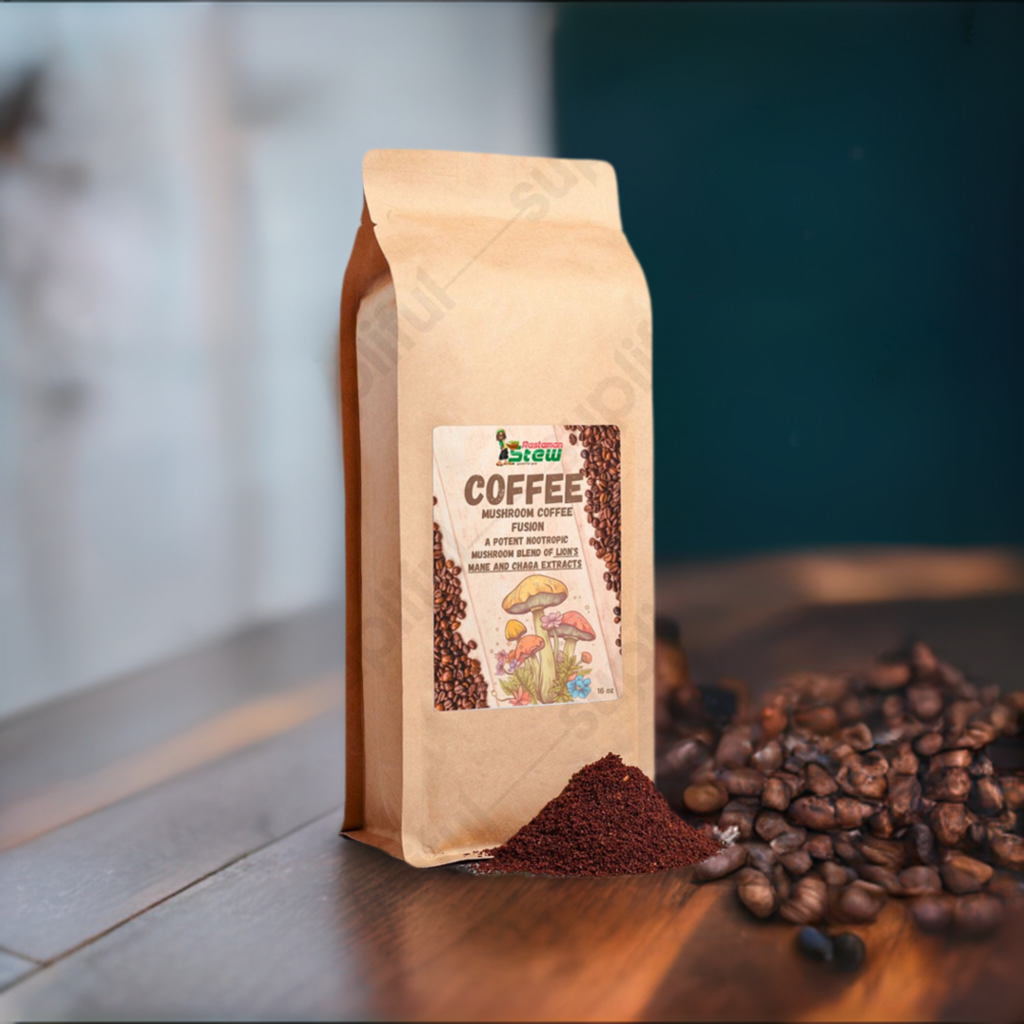 Mushroom Coffee Fusion - Lion’s Mane & Chaga 16oz Rastaman StewBrazilian Coffee Mushroom Fusion-Lion’s Mane &amp; Chaga 16oz. Rastaman Stew Brand. Discover the trending benefits of nootropics and mushroom extracts with Rastaman blended coffeeRastaman StewRastaman StewMane & Chaga 16oz Rastaman Stew