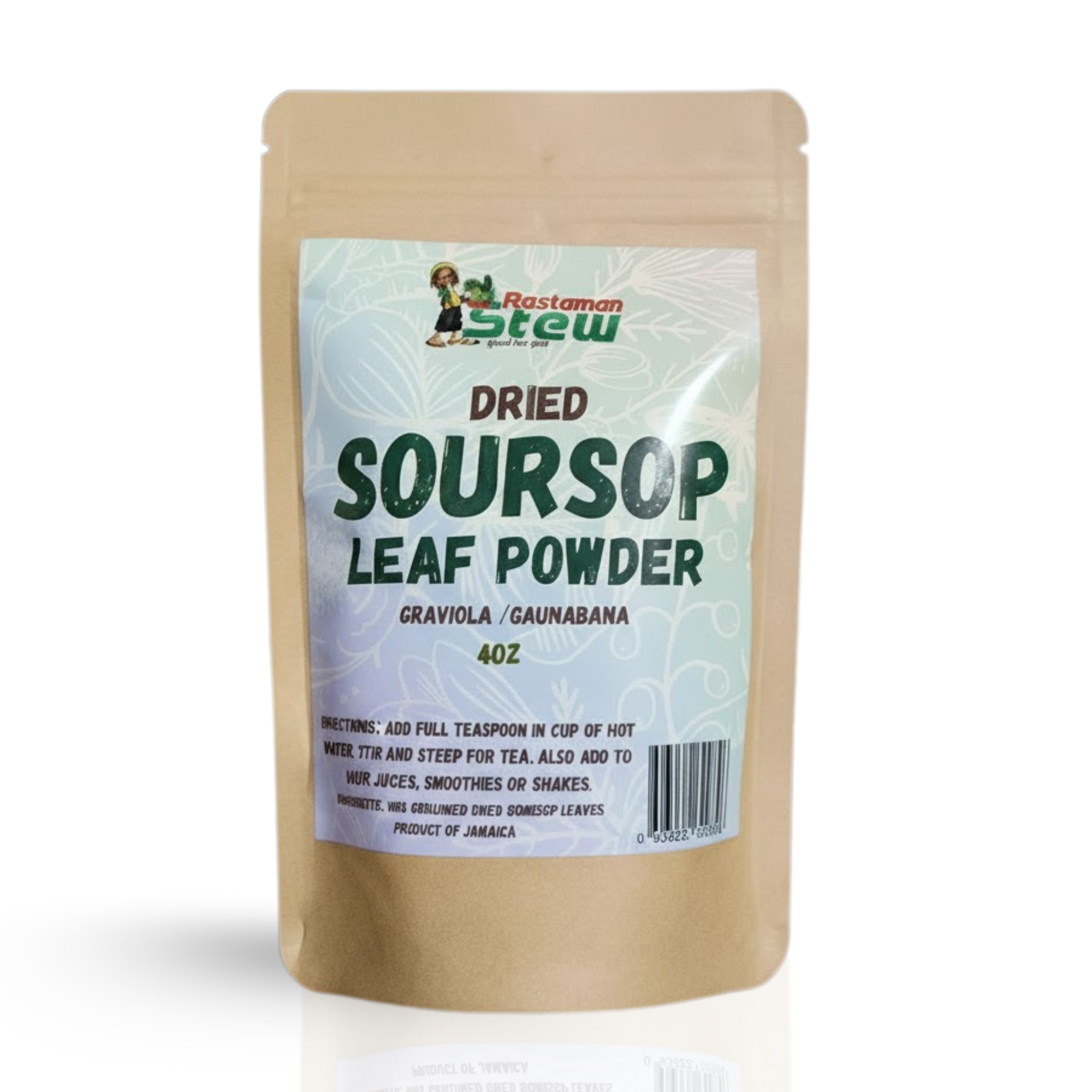 RastaMan Stew Grounded Soursop Leaf Tea Powder 113 Gram - Graviola/Guanabana Organic Leaves Stem - Rich in Antioxidants - No Added Preservative (4oz)