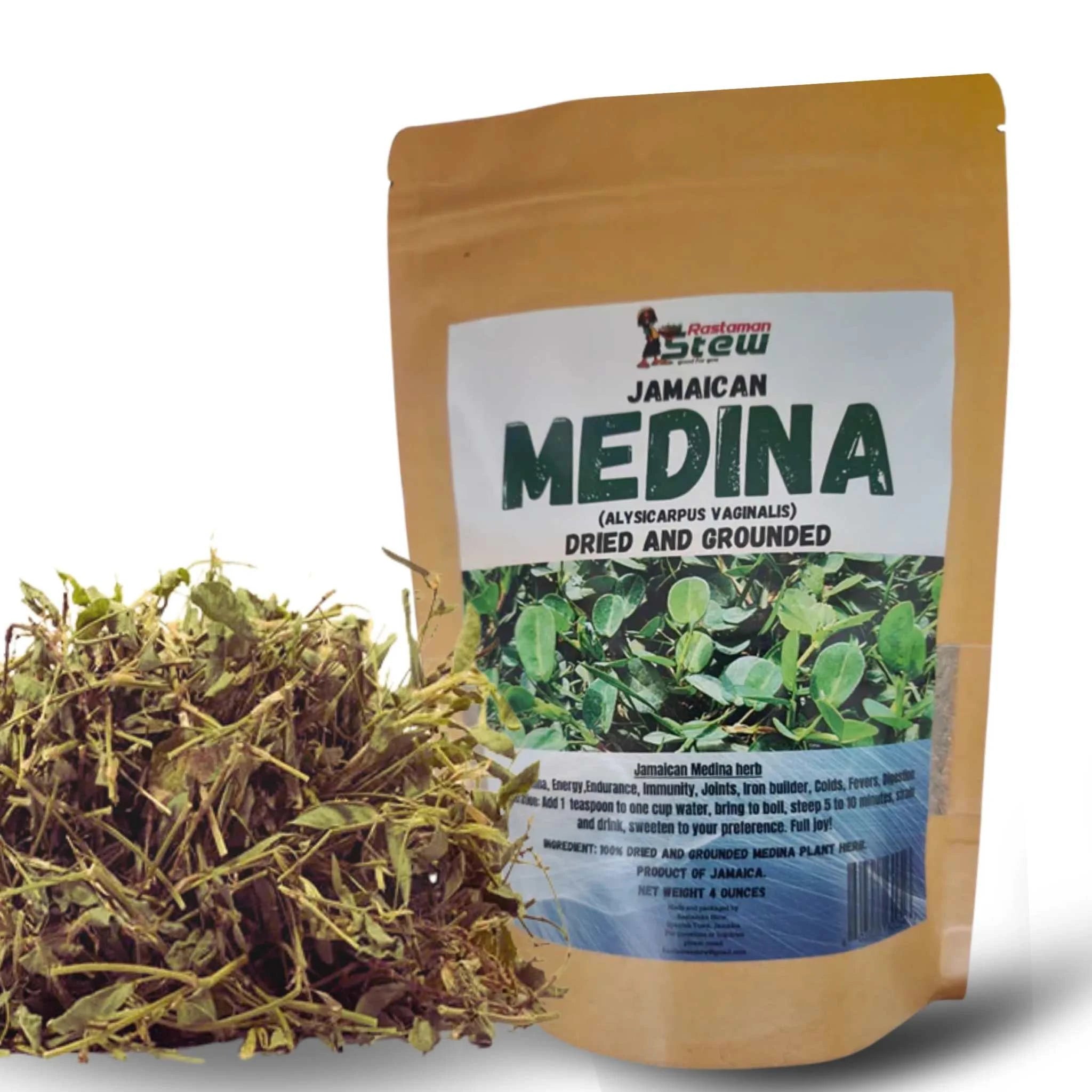 Rastaman Stew Jamaican Medina dried herb package, 4oz, authentic herbal tea.