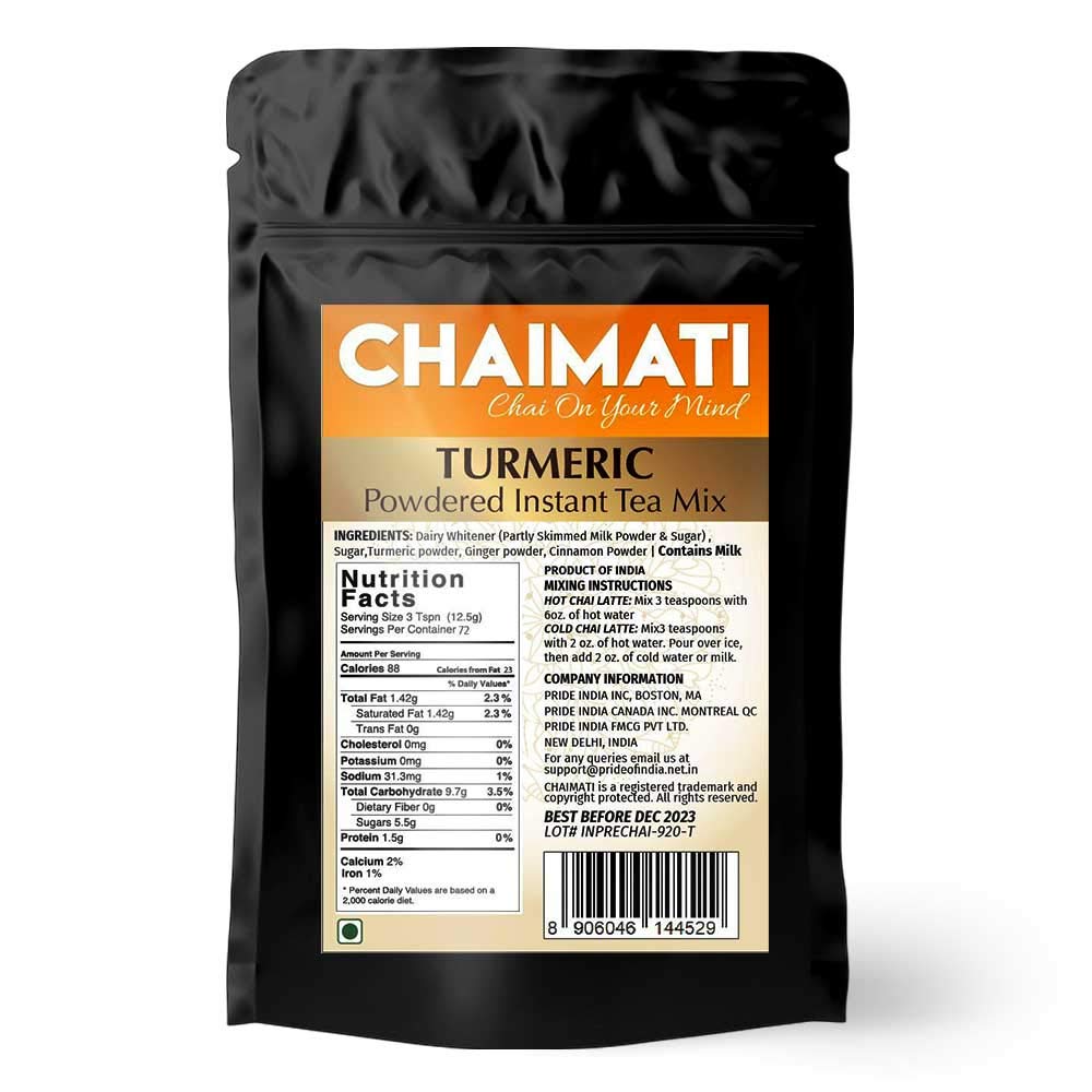 ChaiMati - Instant Turmeric Chai Latte Powdered Tea - Just add water, CHAIMATI gets "CHAI ON YOUR MIND" - Just add Hot Water to 1 - 2 spoons of powder and enjoy anytime during the day hot or iced.


INSTANT TURMERIC CHAI TEA LATTE PREMPowered TeaAzure EurybiaRastaman StewChaiMati - Instant Turmeric Chai Latte Powdered Tea -